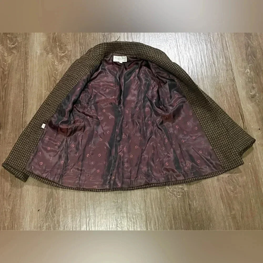 Vintage Christian Dior wool blazer dark academia size 4 preppy retro tweed chic